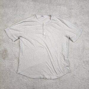 Buck Mason Shirt Men SIze Large L Henley Short Sleeve Light Grey USA Classic USA